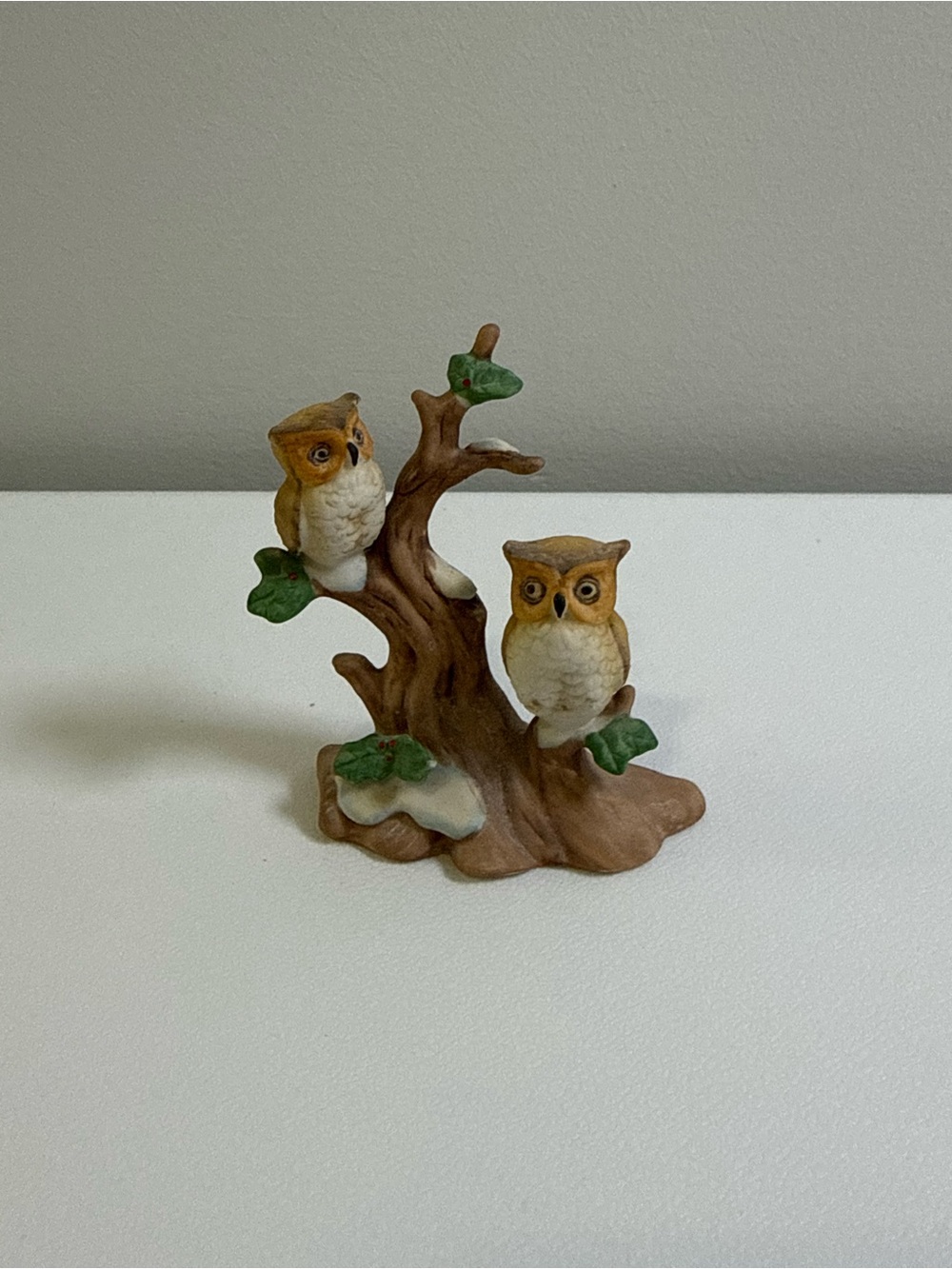 Vintage Enesco Owl Figurine 1983 Made in Taiwan Tree Branch Owl Decor